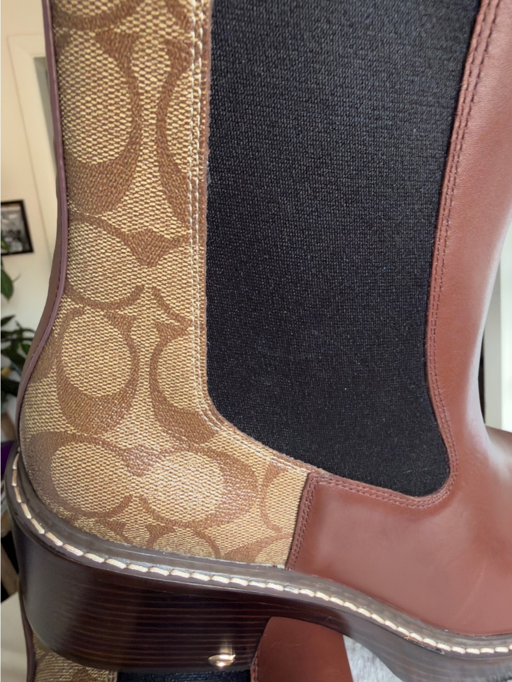 New COACH Kinsley Booties Brown Leather Monogram - Size US 10 / UK 8 / EU 40.5 - Picture 12 of 16